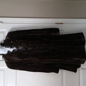 Focus 2000 Elegant Brown crushed velvet ruffle front trim jacket Sz 10 NWOT